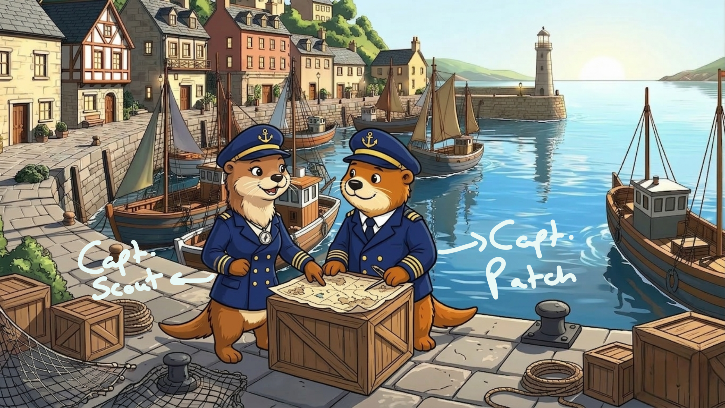 Captain Patch and Captain Scout Discussing.