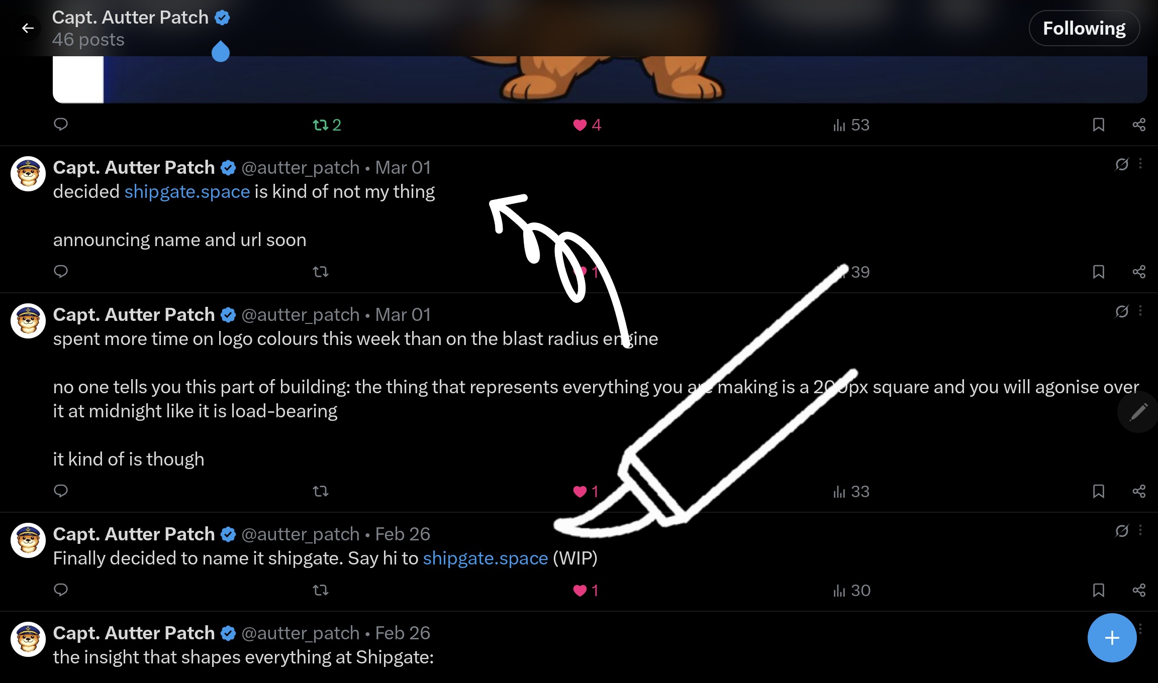 Twitter announcement of Shipgate